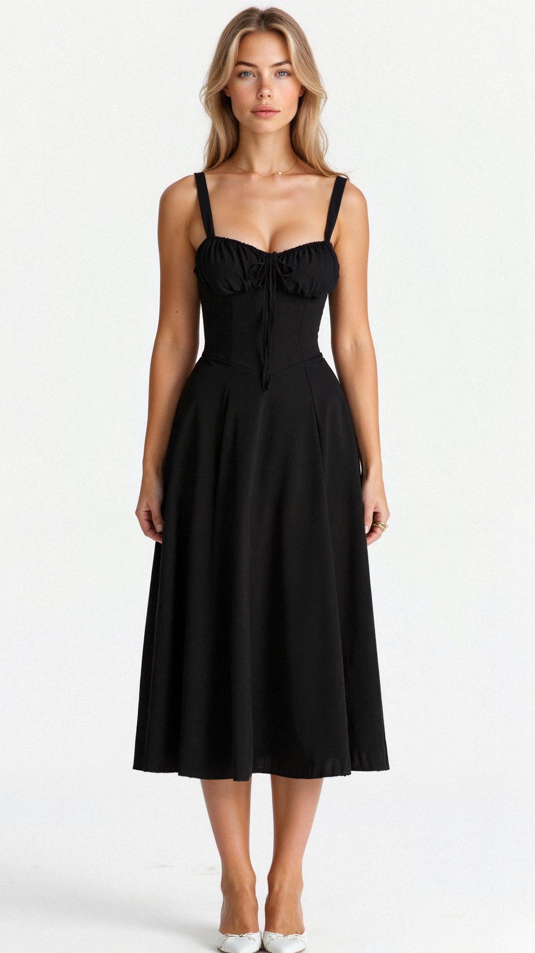 womens-woven-midi-dress-with-bustier-bodice-and-side-slit-3