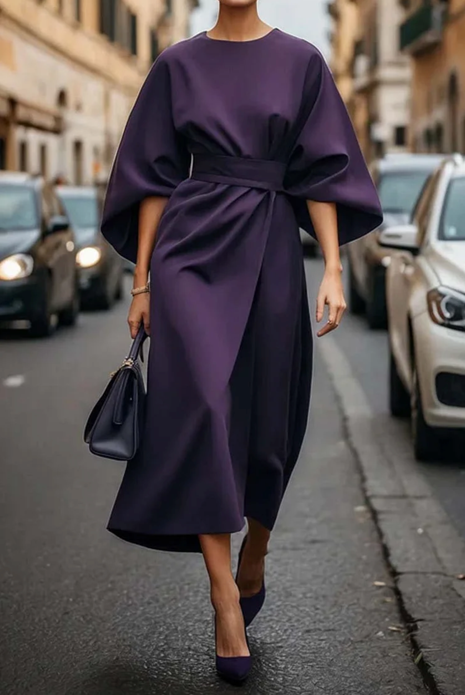 womens-woven-midi-dress-with-side-tie-and-batwing-sleeves-7