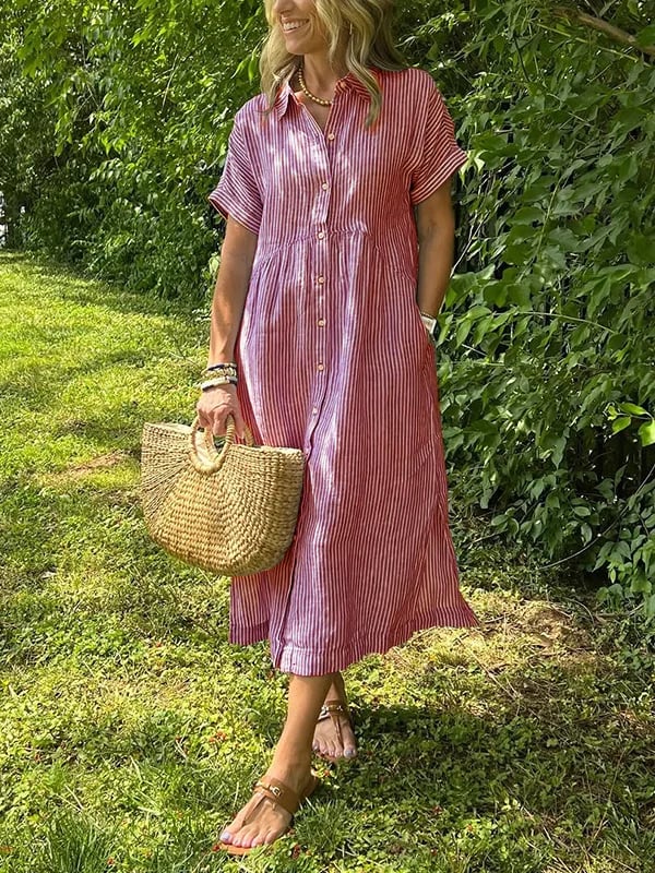 womens-woven-midi-dress-with-stripe-pattern-and-button-placket-4