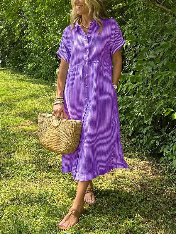 womens-woven-midi-dress-with-stripe-pattern-and-button-placket-7