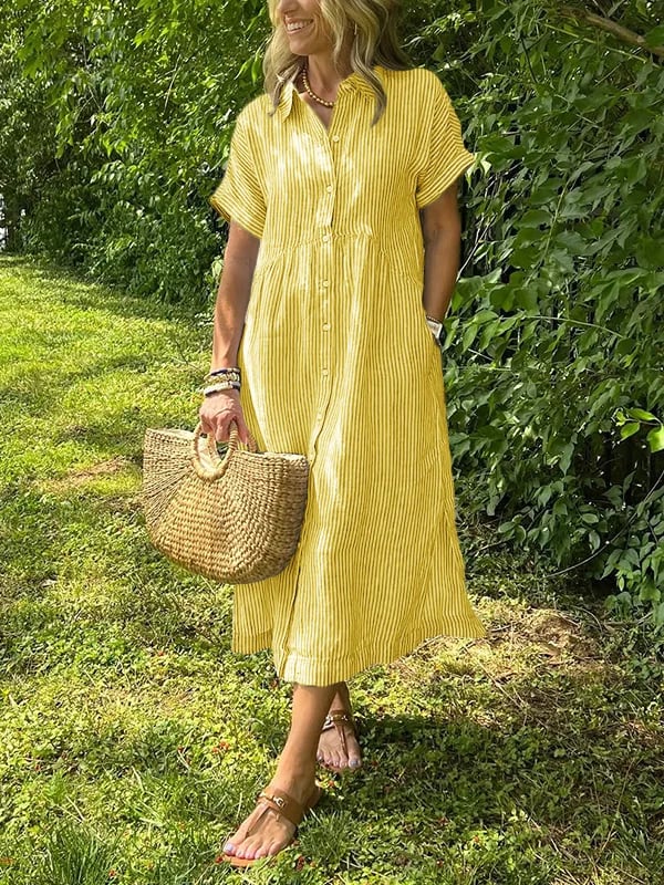 womens-woven-midi-dress-with-stripe-pattern-and-button-placket-8