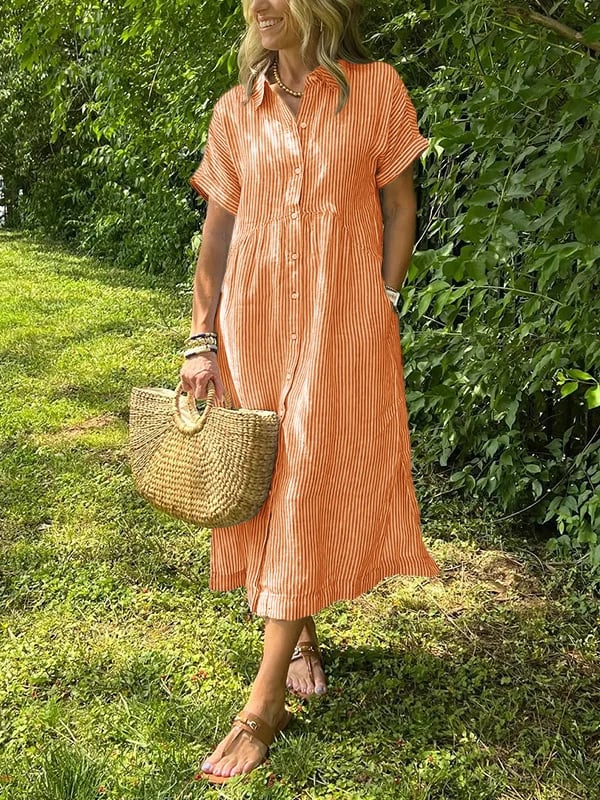 womens-woven-midi-dress-with-stripe-pattern-and-button-placket-9