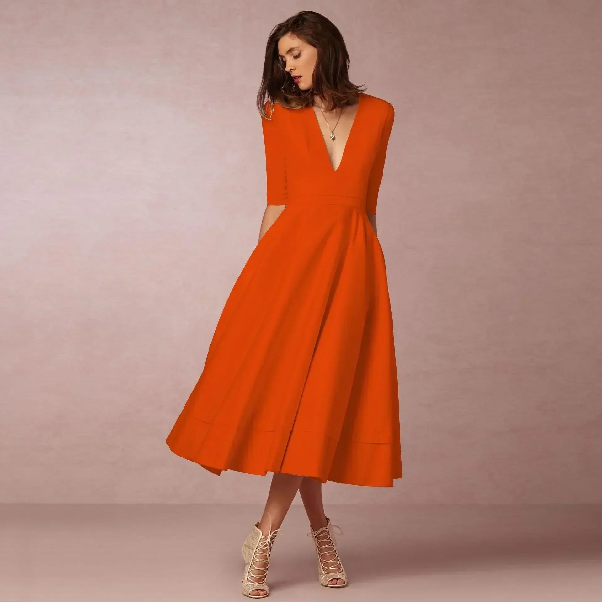 womens-woven-midi-dress-with-v-neck-and-pleated-skirt-11