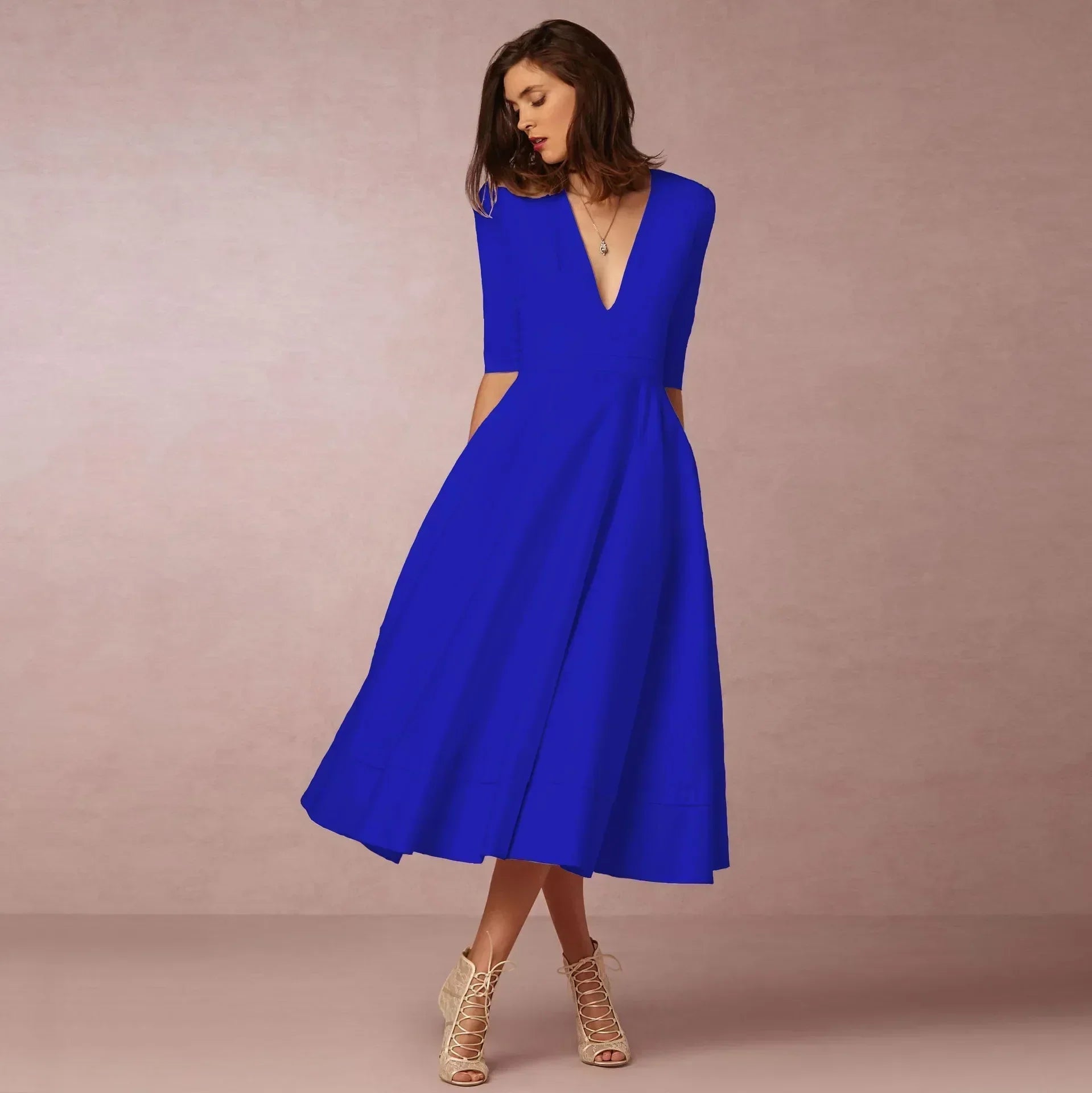 womens-woven-midi-dress-with-v-neck-and-pleated-skirt-12