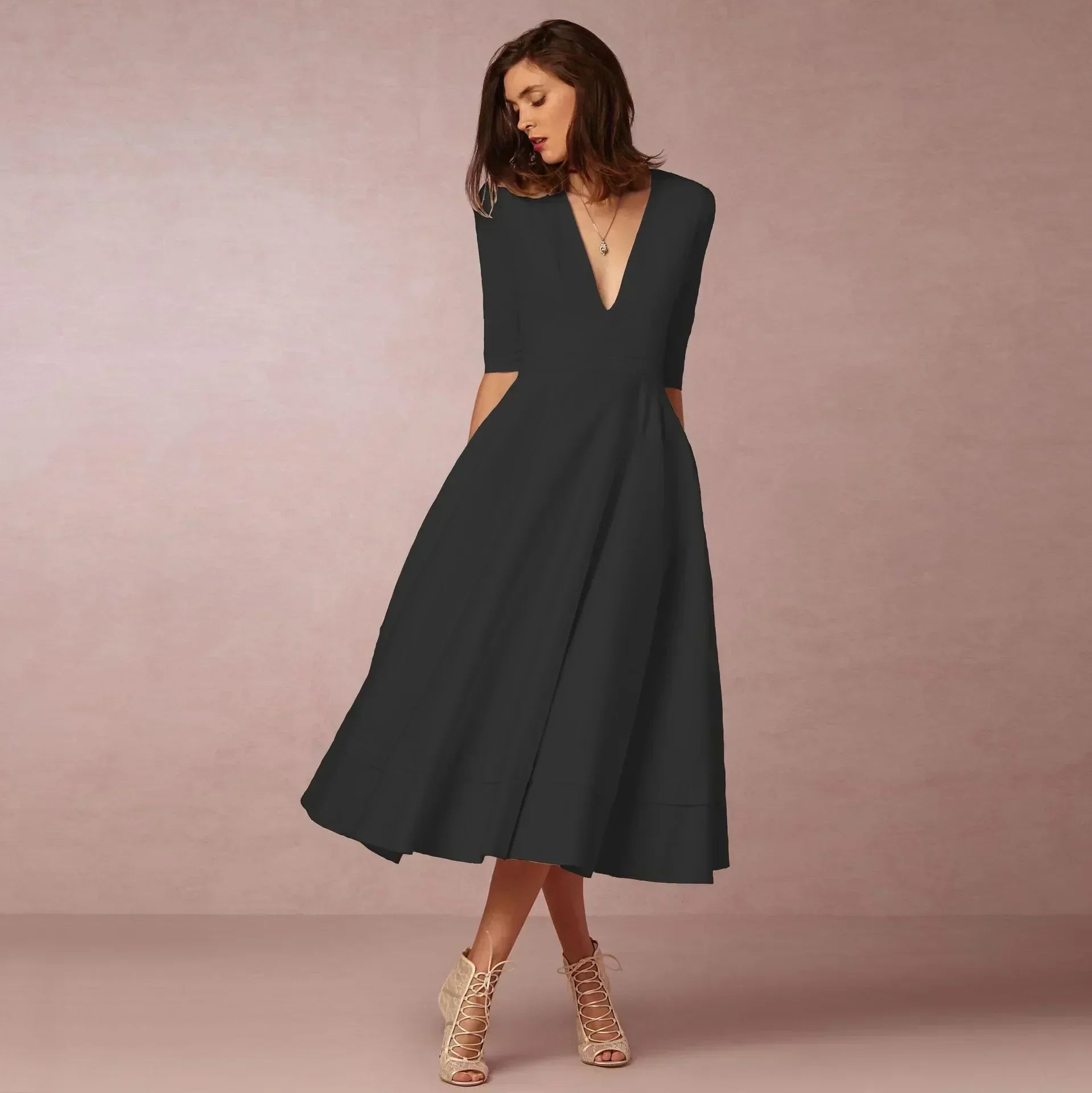 womens-woven-midi-dress-with-v-neck-and-pleated-skirt-6