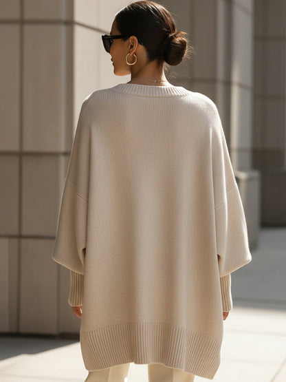 Arabella - Oversized Draped Round-Neck Sweater