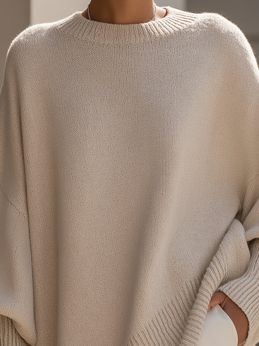 Arabella - Oversized Draped Round-Neck Sweater