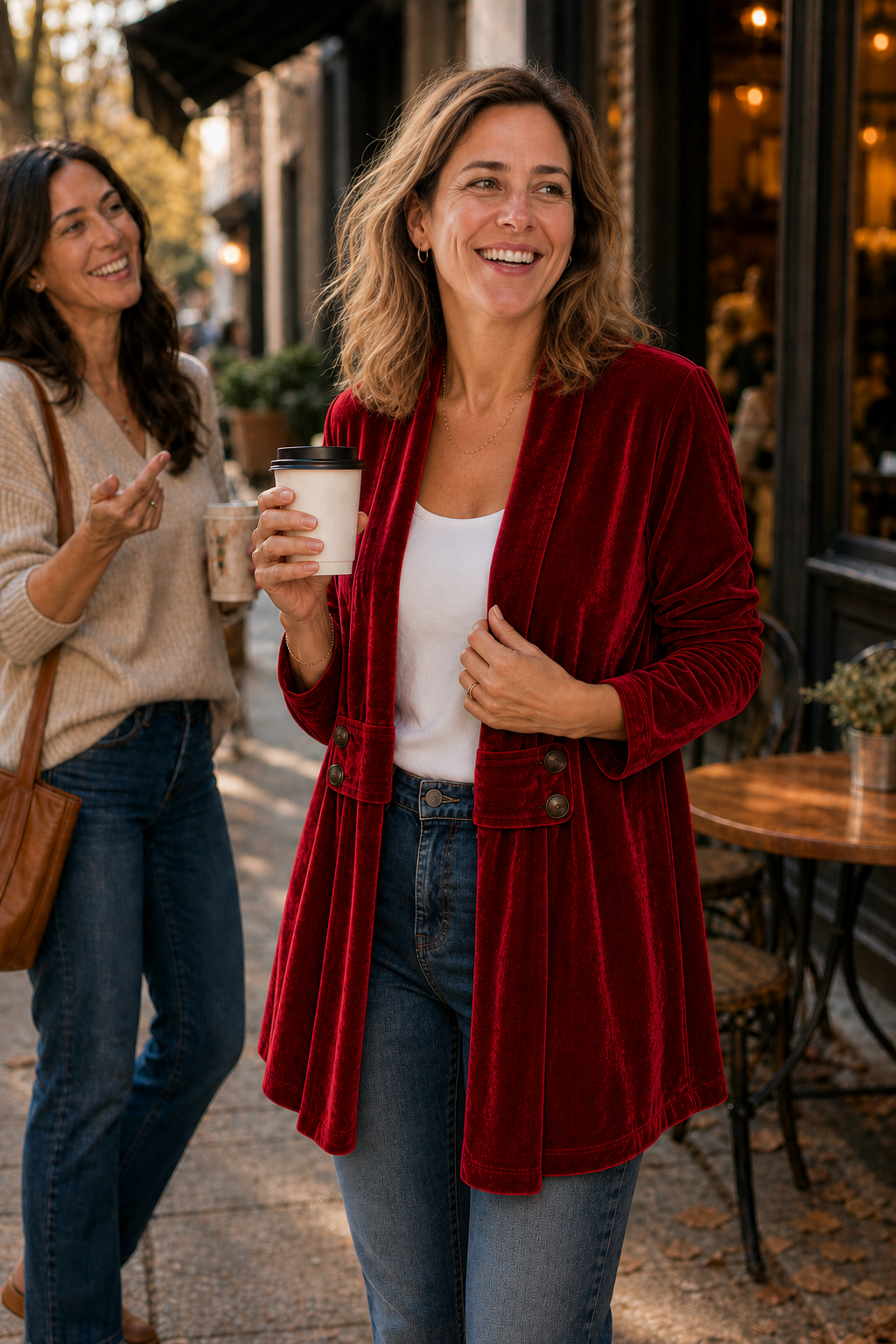 Imogen - Double-Breasted Plush-Surface Cardigan