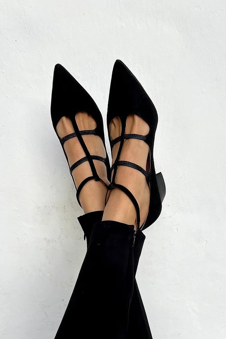 Women's pointed-toe orthopedic heels for everyday wear - black