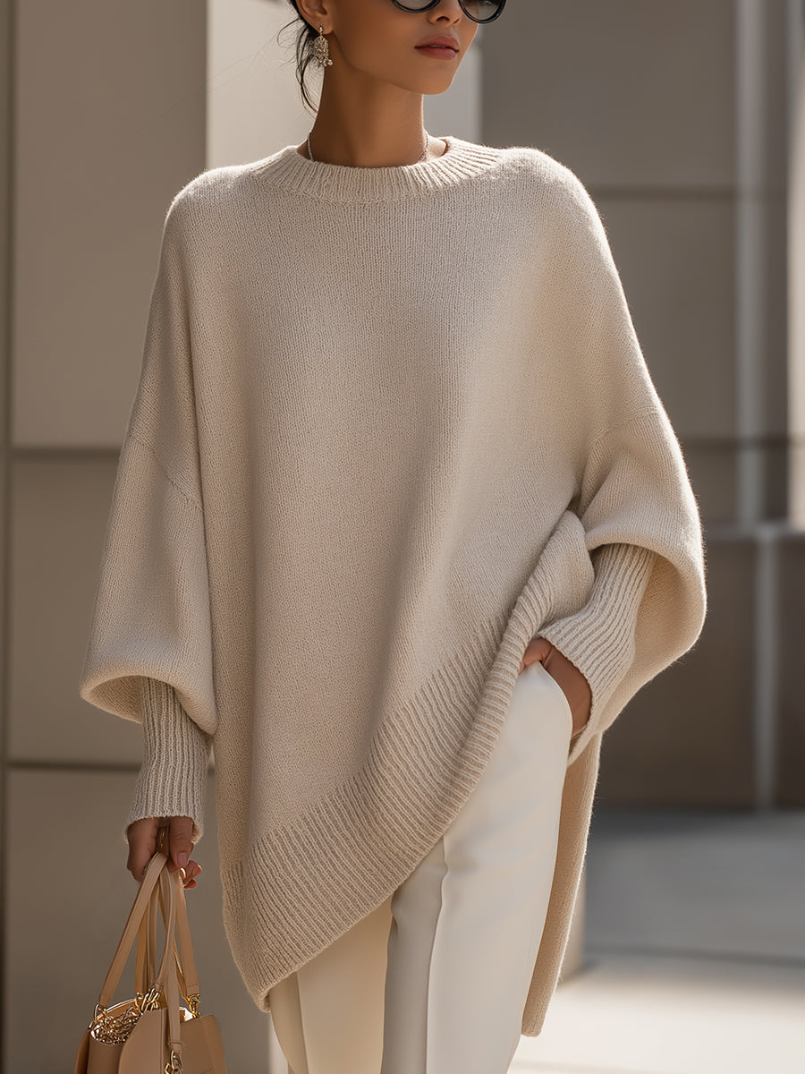 Arabella - Oversized Draped Round-Neck Sweater