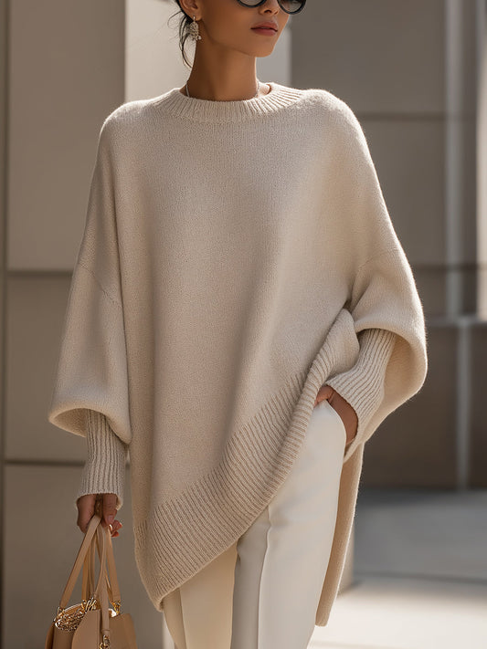 Arabella - Oversized Draped Round-Neck Sweater