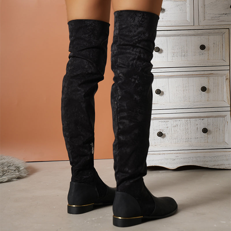 Women's over the knee suede boots with side zipper