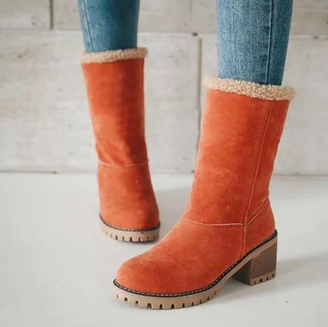 Women's mid-calf snow boots with round toe