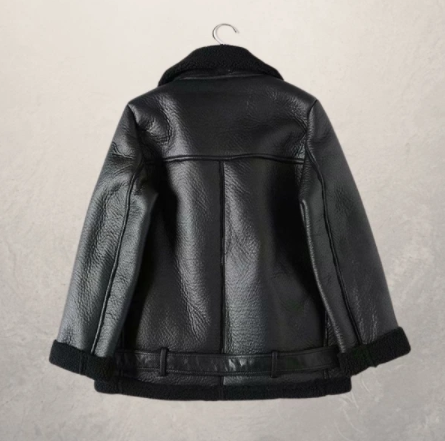 Women's motorcycle jacket with polo collar, front view
