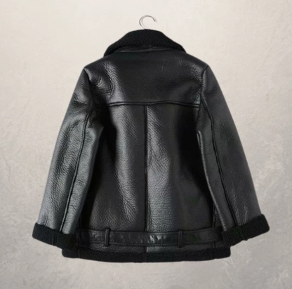 Women's motorcycle jacket with polo collar, front view