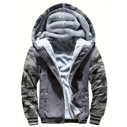 Fleece hooded jacket for men - space grey