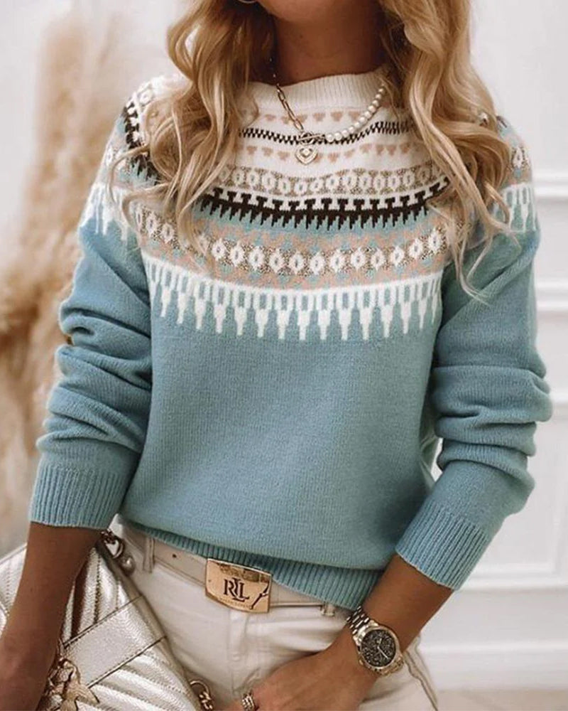 Fiorella - Scandinavian Motif Knitted Sweater