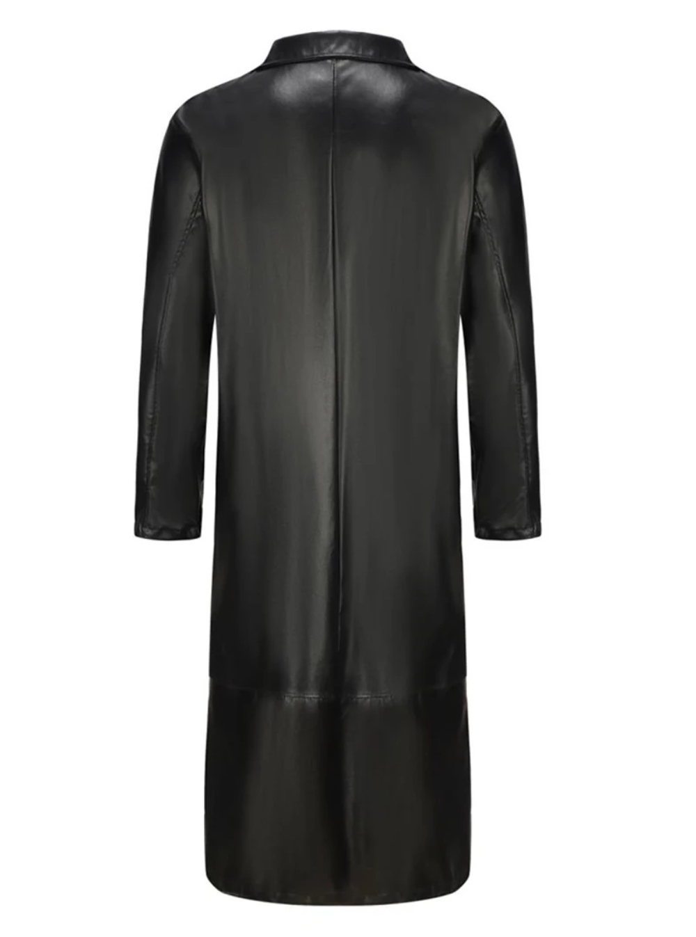 Long leather coat for men with notch lapel