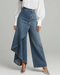 Ambrosine | Wide-Leg Wrap-Detail Denim Trousers