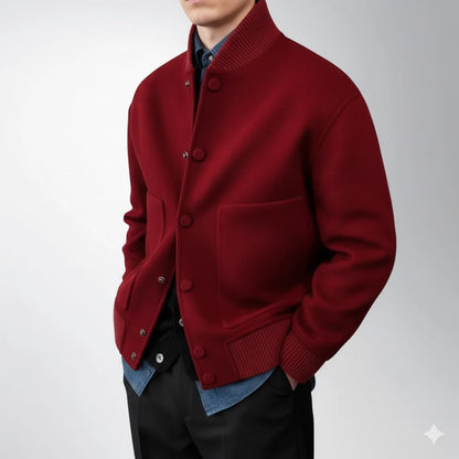 Men's wool blend shirt jacket with snap front