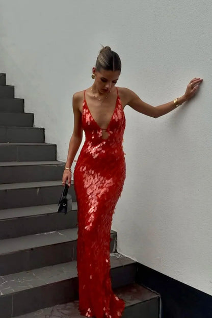Hollis - Sequin Backless Maxi Dress