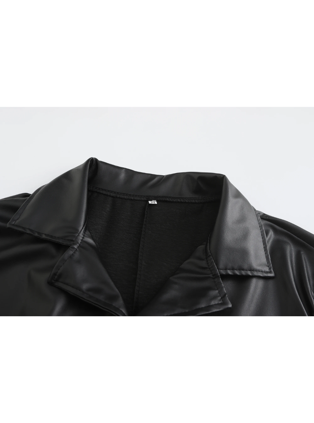 Long leather coat for men with notch lapel