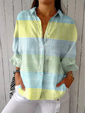 Albertine | Pastel Grid Button-Front Blouse