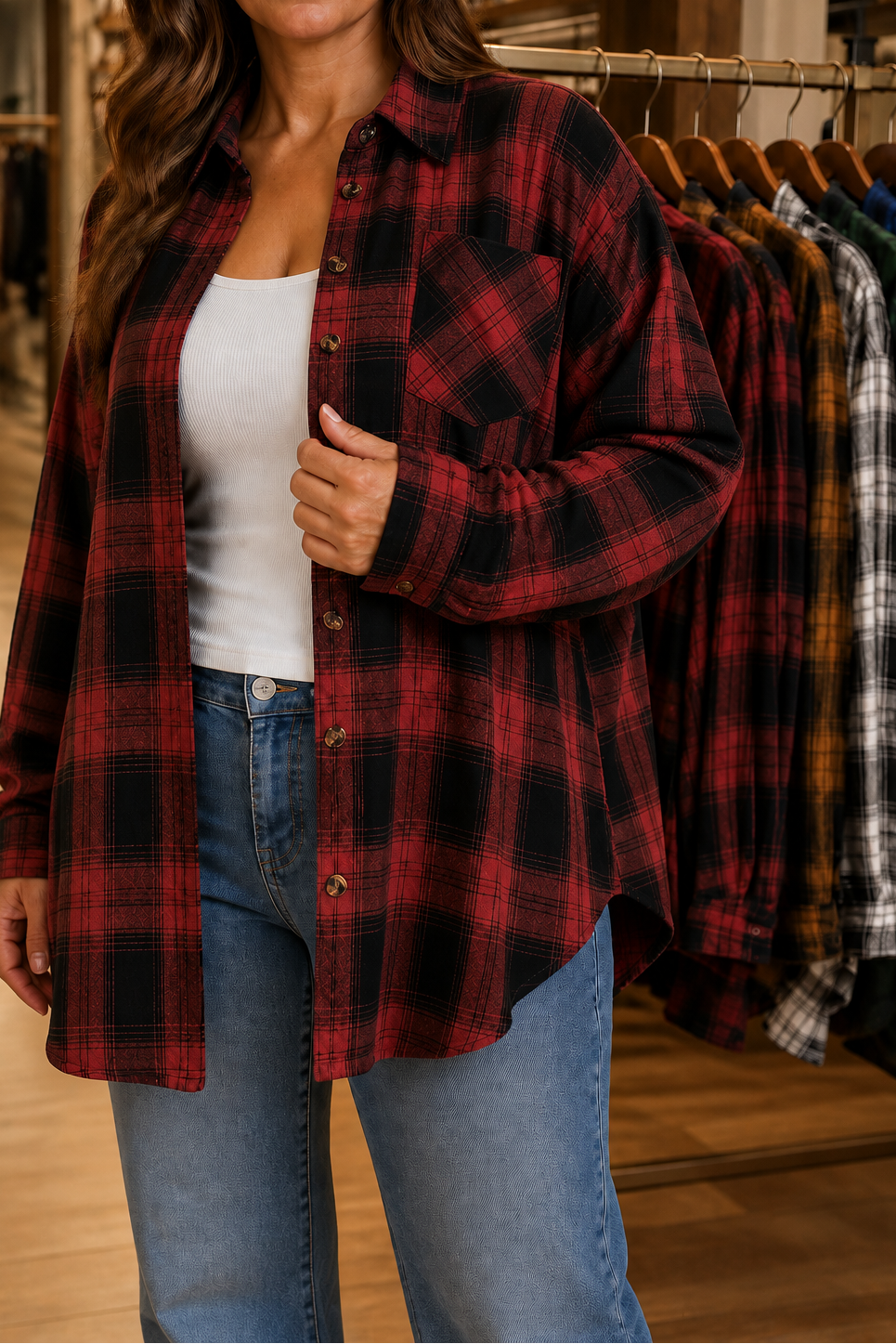 Godiva - Oversized Buffalo Check Shacket