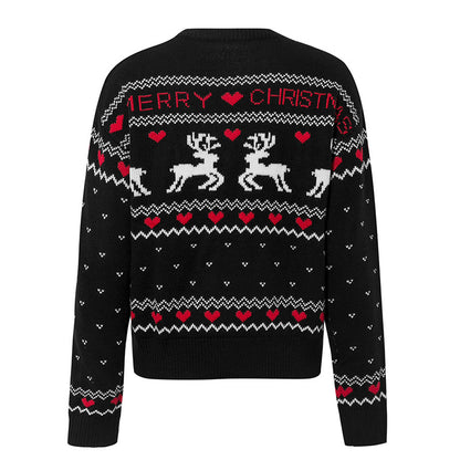 Women's white elk print Christmas knit sweater