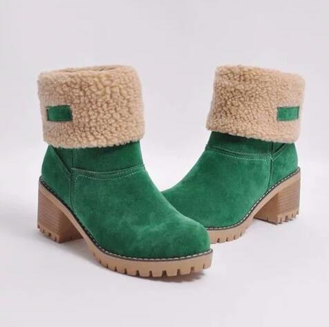 Women's mid-calf snow boots with round toe