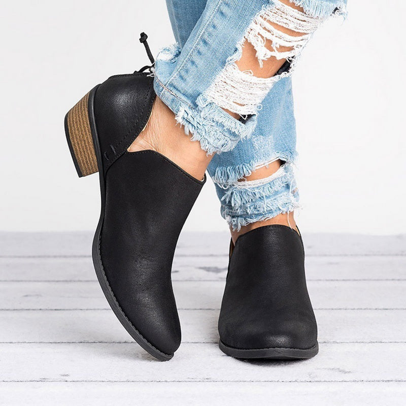 Women's retro high heel ankle boots