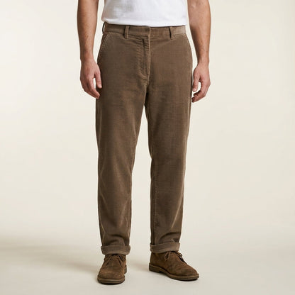 Men's regular fit corduroy trousers - brown