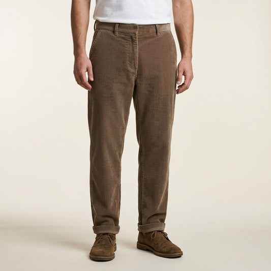 Men's regular fit corduroy trousers - brown