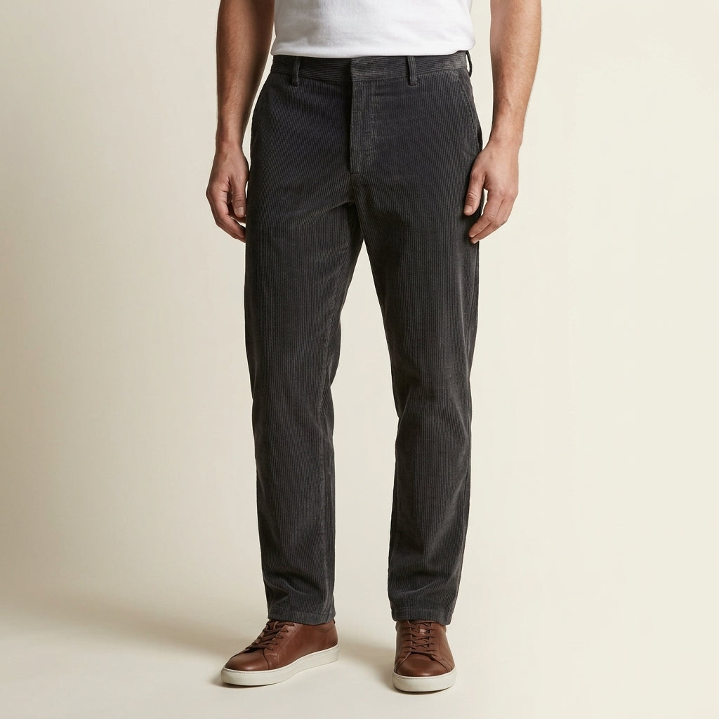 Men's regular fit corduroy trousers - gray