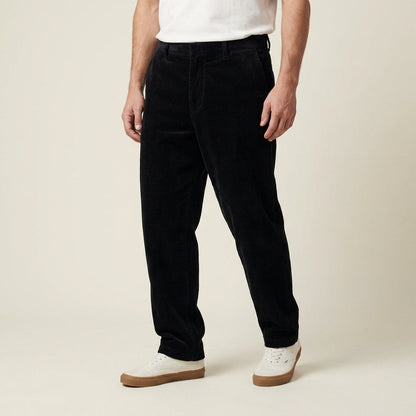 Men's regular fit corduroy trousers - black
