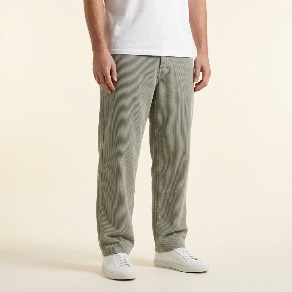 Men's regular fit corduroy trousers - green