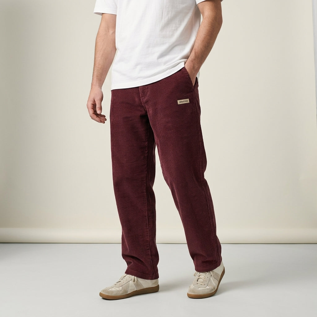 Men's regular fit corduroy trousers - red