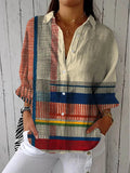 Sable | Abstract Geometric Button-Front Blouse