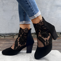Clarabelle | Lace Detail Block Orthopedic Heels