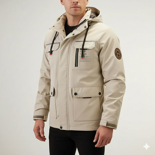 Winter Coat in High Density Weather Resistant Fabric for Men - off white