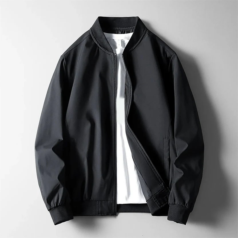 Men's softshell bomber jacket with zip front