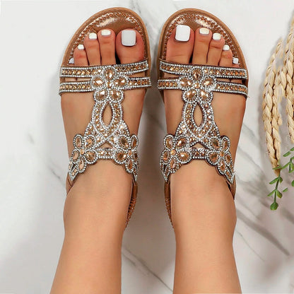 Women's boho-style orthopedic sandals with cushioned footbed - brown
