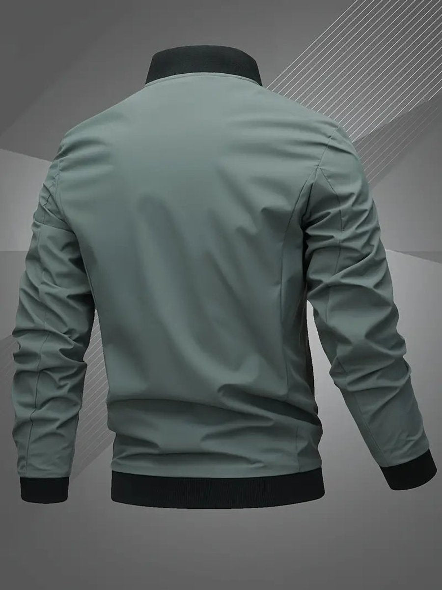 Athletic bomber jacket for men with stand collar