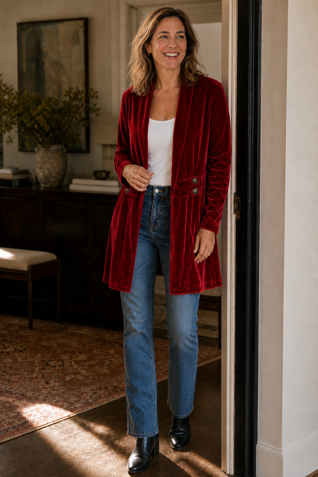Imogen - Double-Breasted Plush-Surface Cardigan
