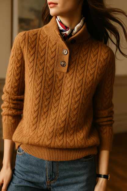 Livia - Button-Up Cable Knit Sweater