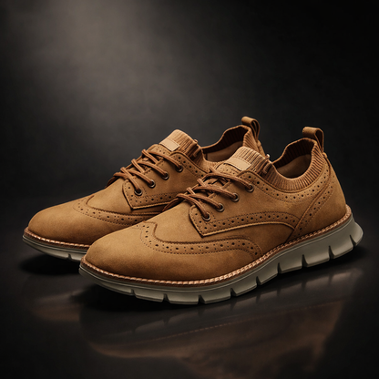 Casual Suede Lace Up Shoes for Men - brown