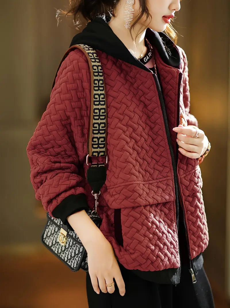 Alienor - Quilted Hooded Coat with Contrast Trim