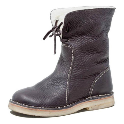Women's winter snow boots with plush lining and lace-up front