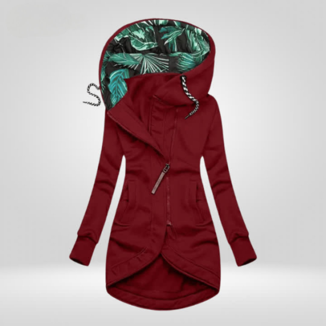 Women's hooded windbreaker coat with adjustable hood