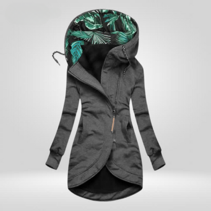 Women's hooded windbreaker coat with adjustable hood